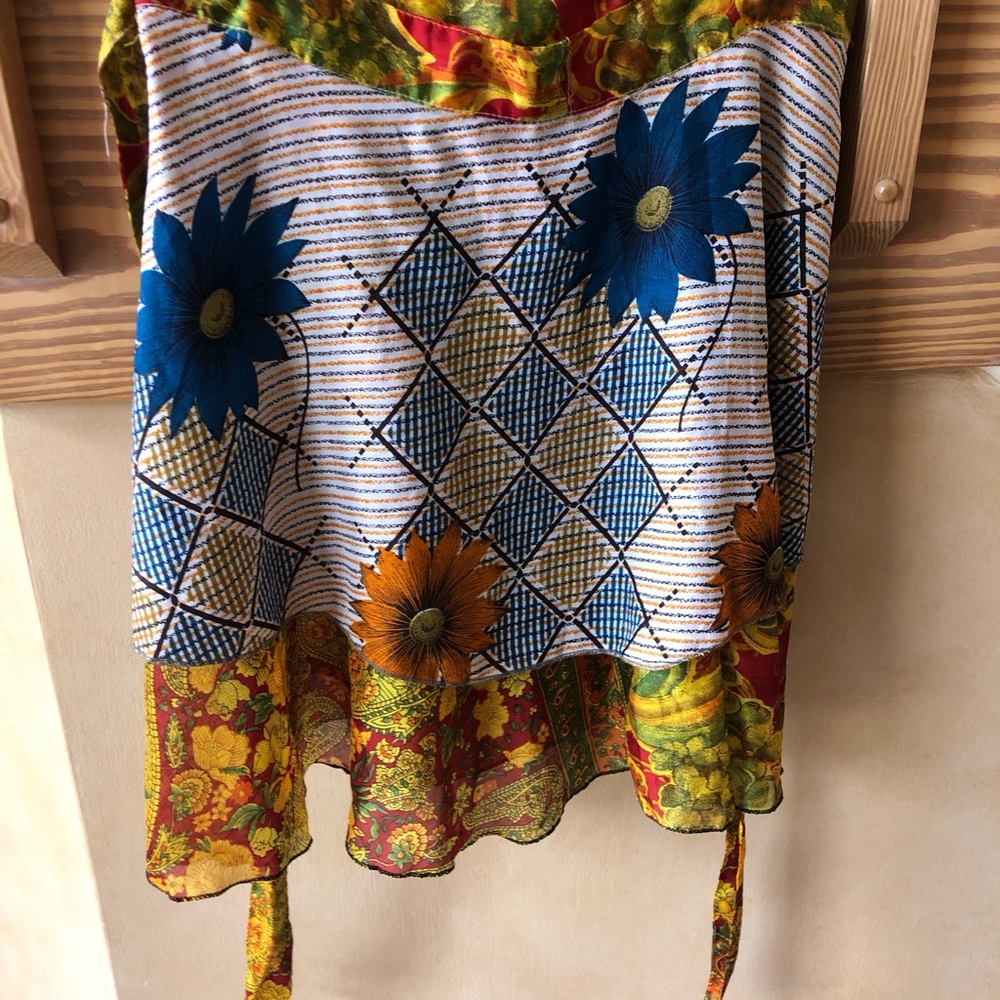 Boho Mini Floral Sari Wrap Skirt - Picture 9 of 10